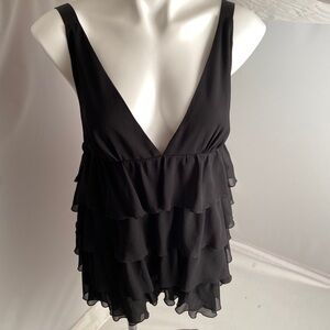 Victoria’s Secret black deep v-neck tiered ruffle sleeveless top L